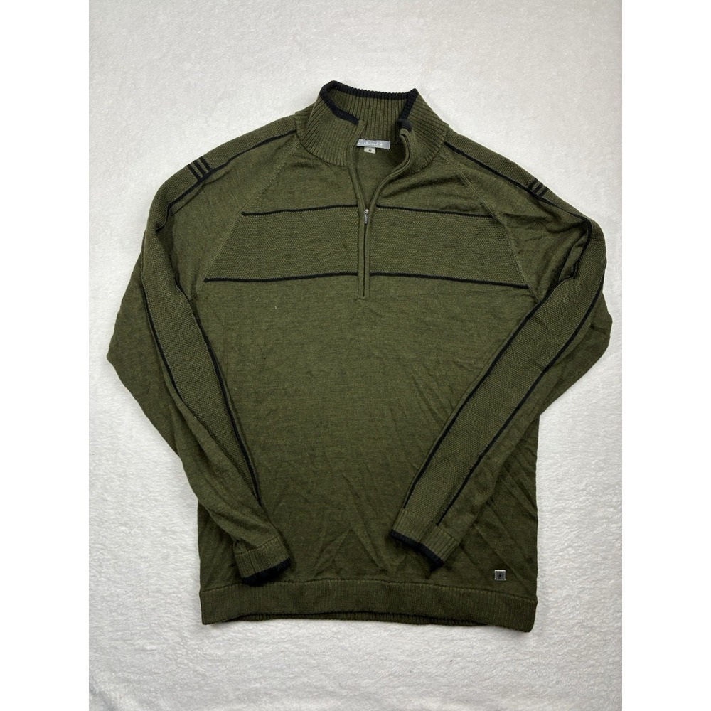 Smartwool Mens M~ Olive Green Merino Wool Blend Quarter Zip Sweater